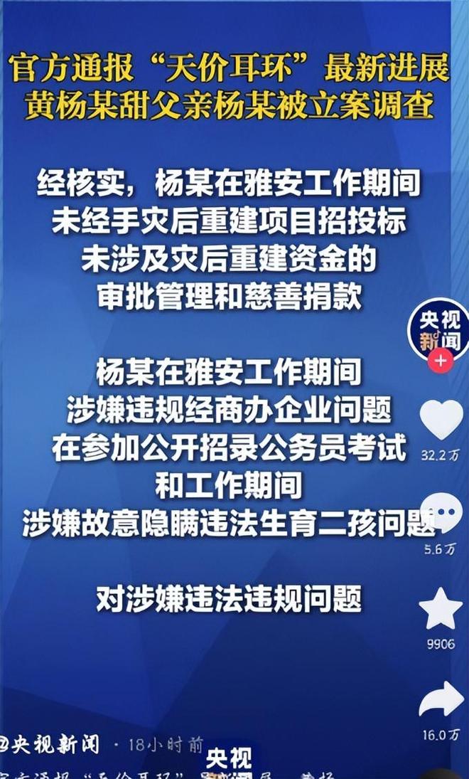 自下场黄杨钿甜父亲被正式立案调查冰球突破游戏天价耳环风波不断亲(图5)